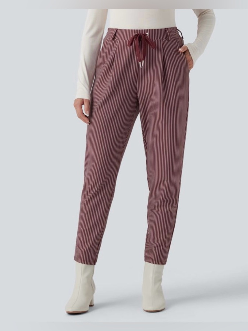 halara mid rise striped work pants